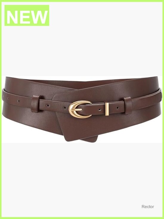 Wide Leather Belt with Detachable Skinny Belt - 2.8\
